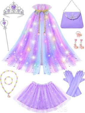 Purple Rainbow Princess Cape and Accessory Set